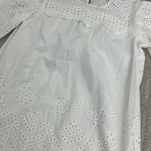Rebecca minkoff white eyelet lace short sleeve mini dress coverup - Picture 5 of 11